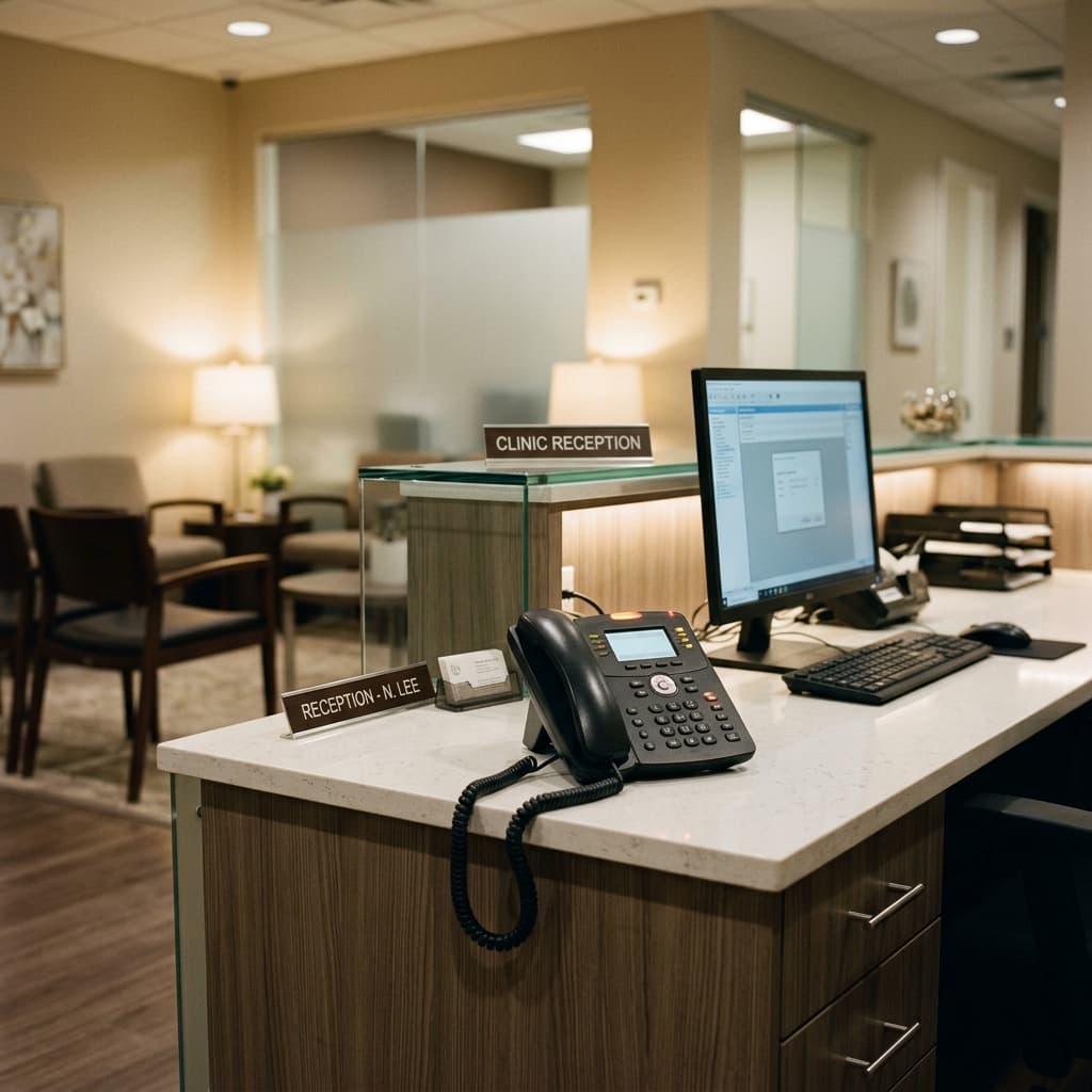 Unanswered phone at a clinic reception desk
